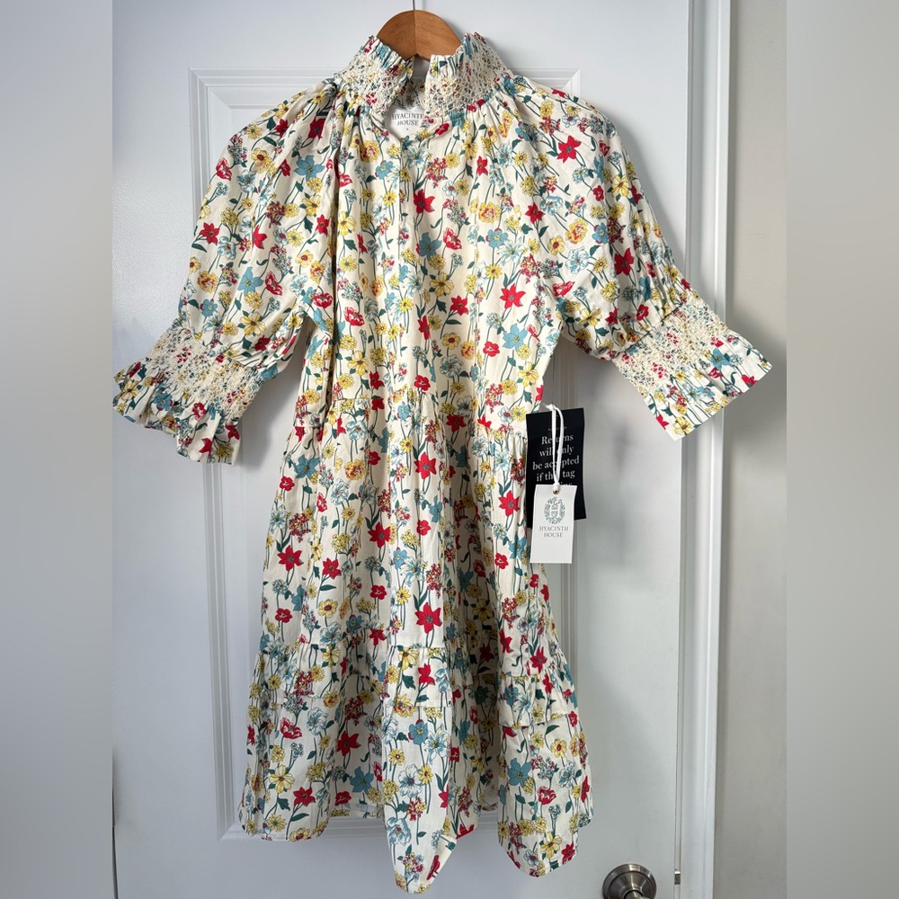 Tuckernuck Hyacinth House Floral Dress with Smocked Sleeves NWT